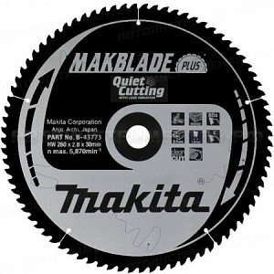 Диск пильный для дерева Makblade-Plus, 260x2.8x30 мм, 80T, 5G, ATB Makita B-43773